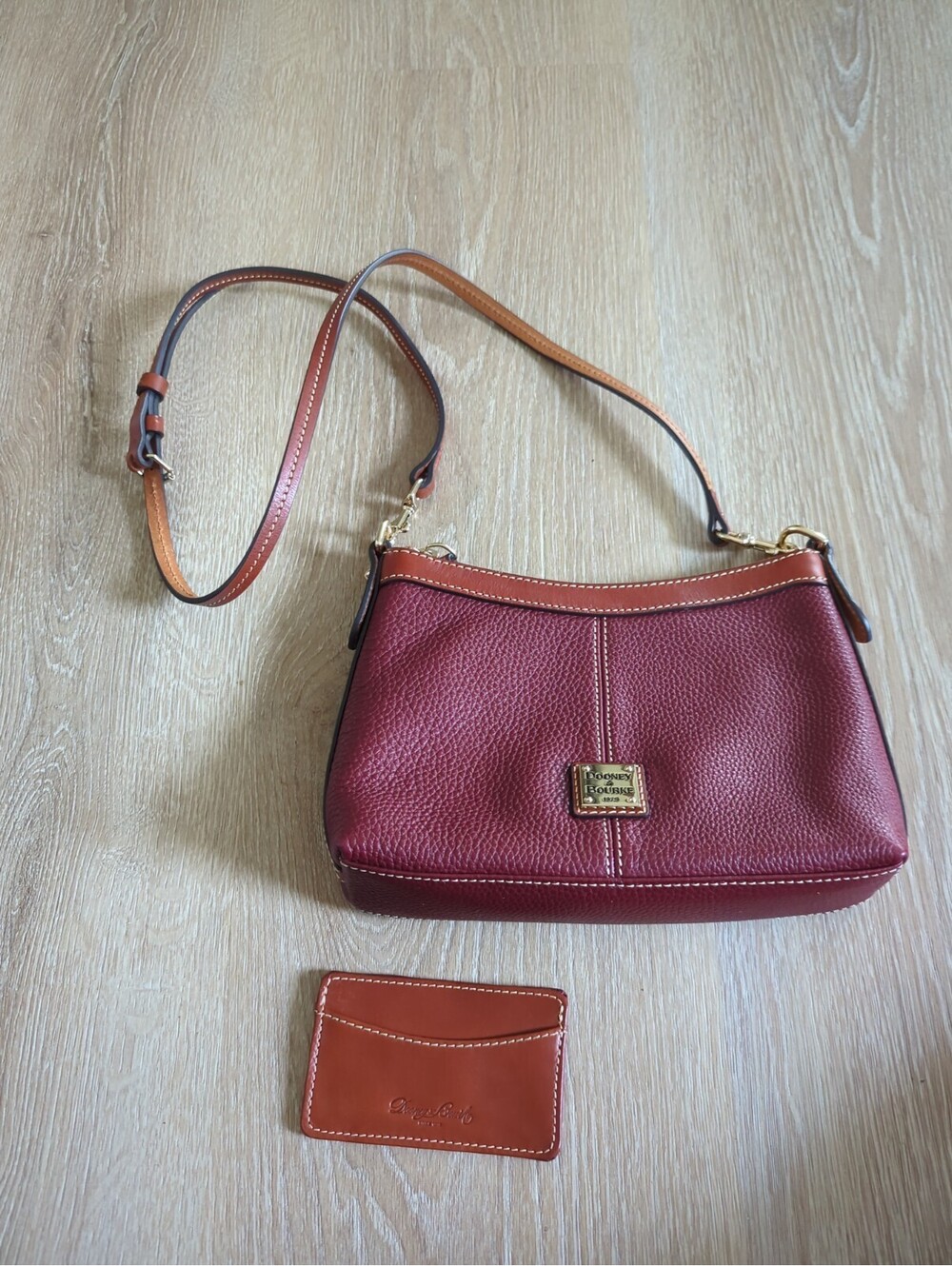 Dooney & Bourke Pebble Leather Crossbody Pouch Burgundy Brown
